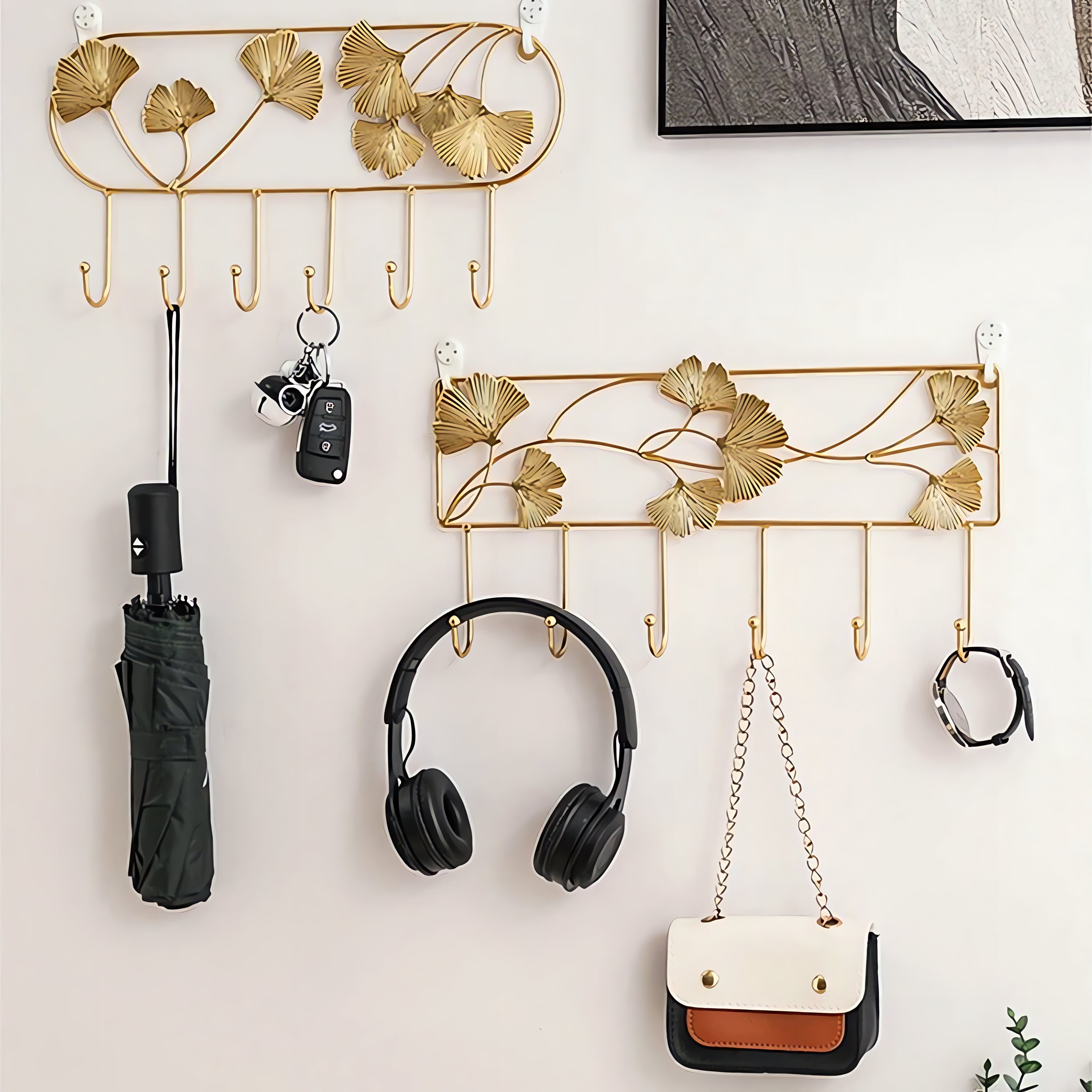 Porte-manteau décoratif - Style Feuille d'or