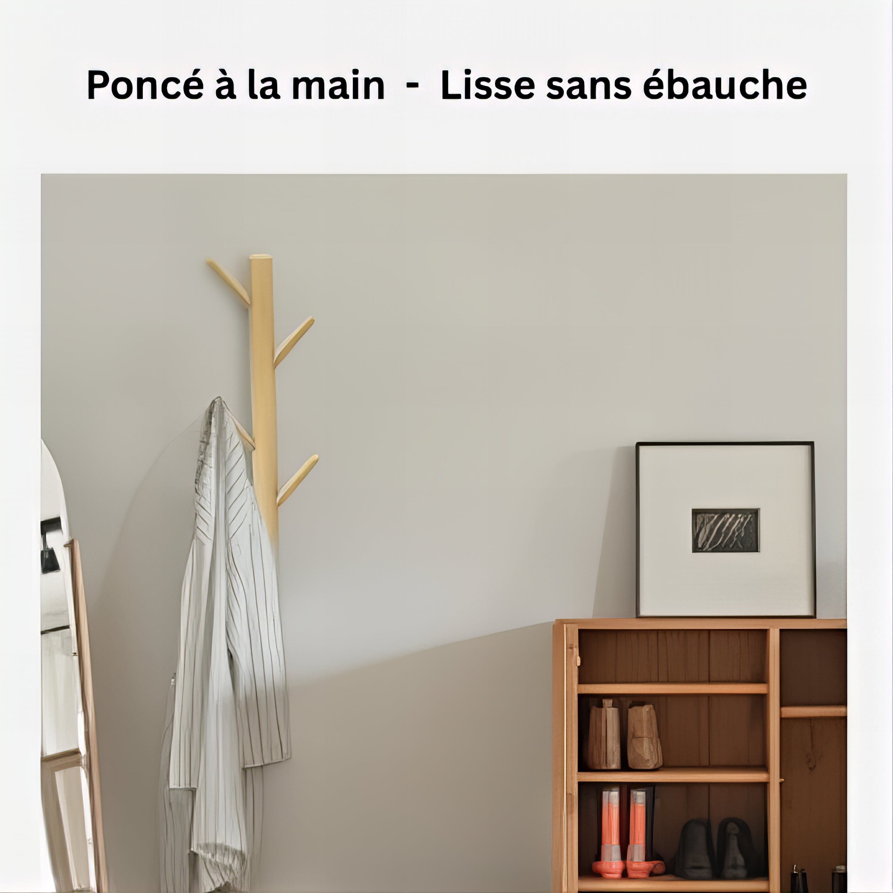 Porte-manteau mural en bois - Style vertical à branche – Image 2