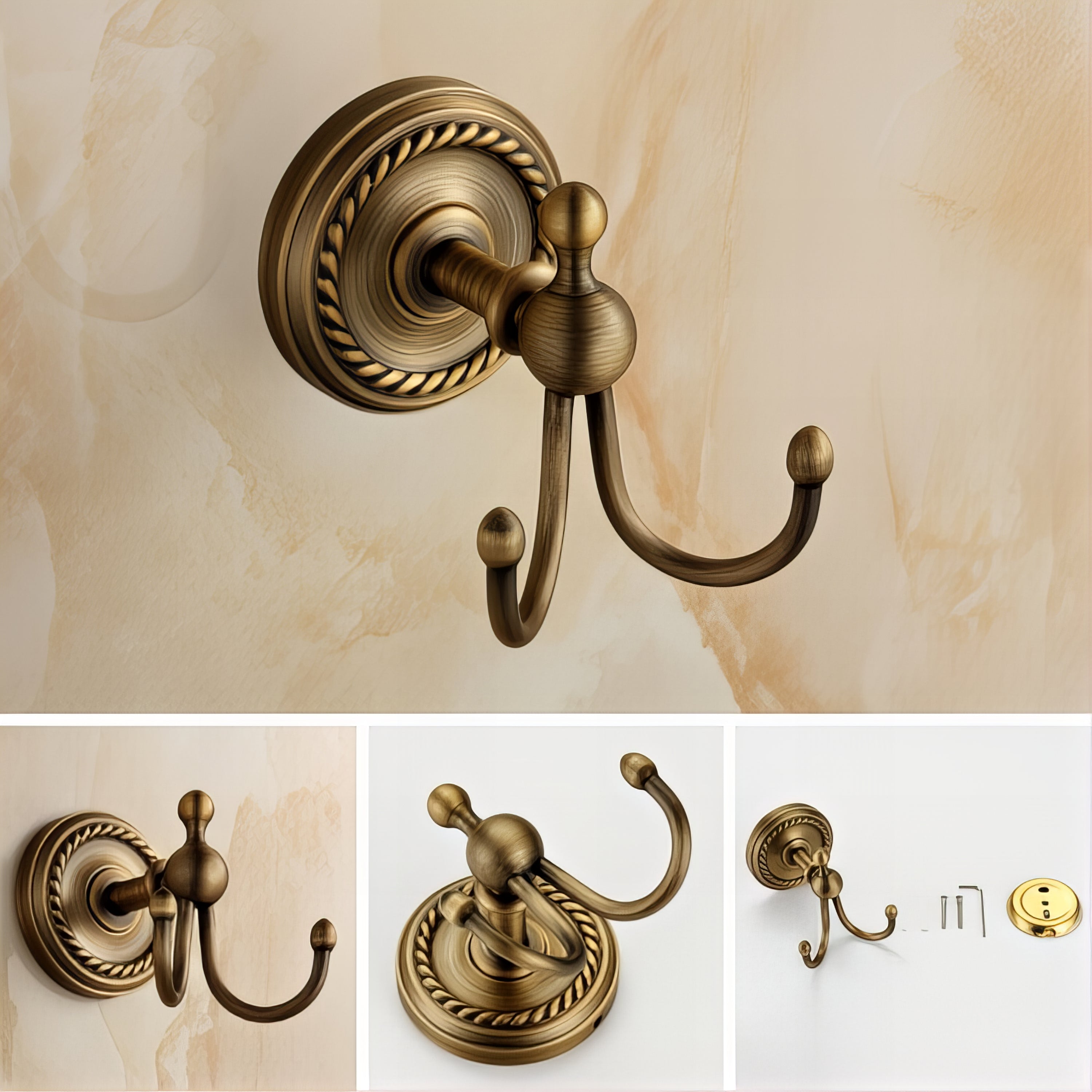 Crochet Patère Bronze Antique Romain – Image 2