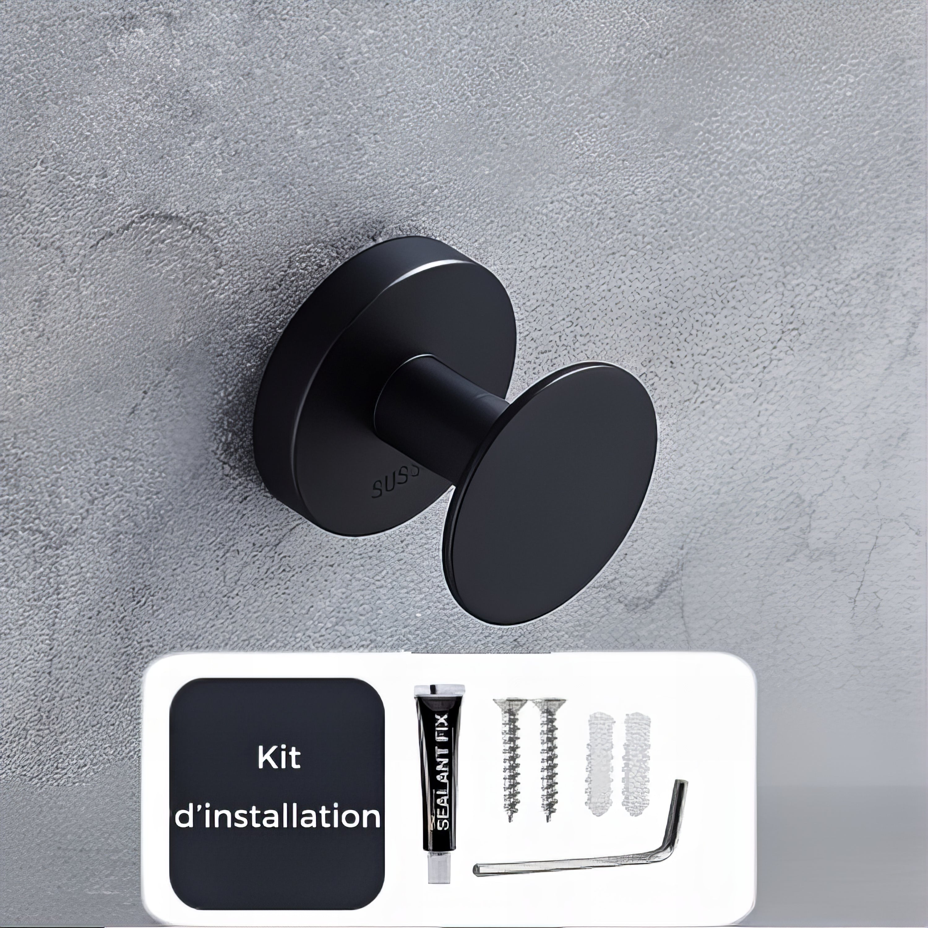 Crochet Patère Circulaire Noir Contemporain – Image 3