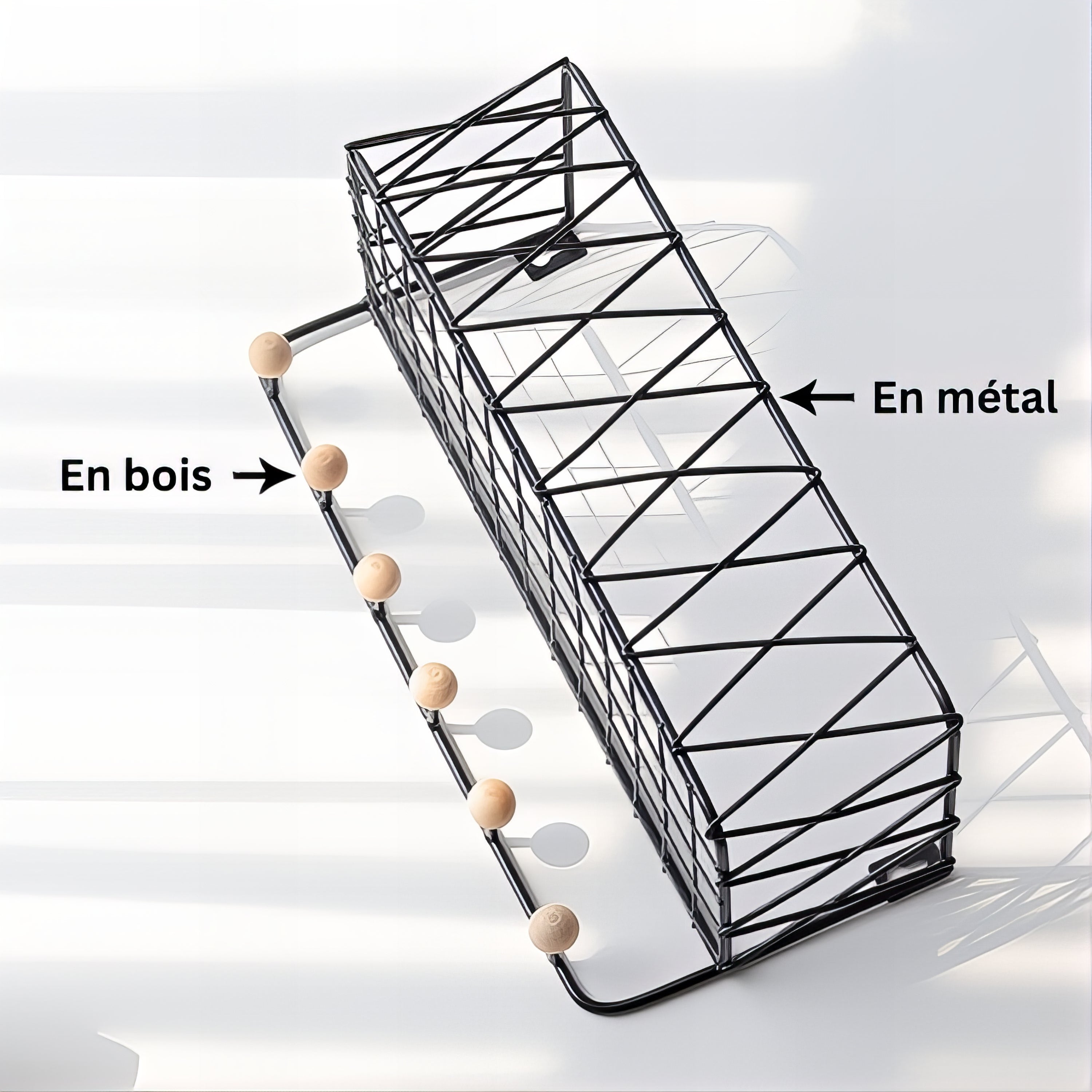 Étagère Murale Porte-Manteaux Contemporain Noir – Image 3
