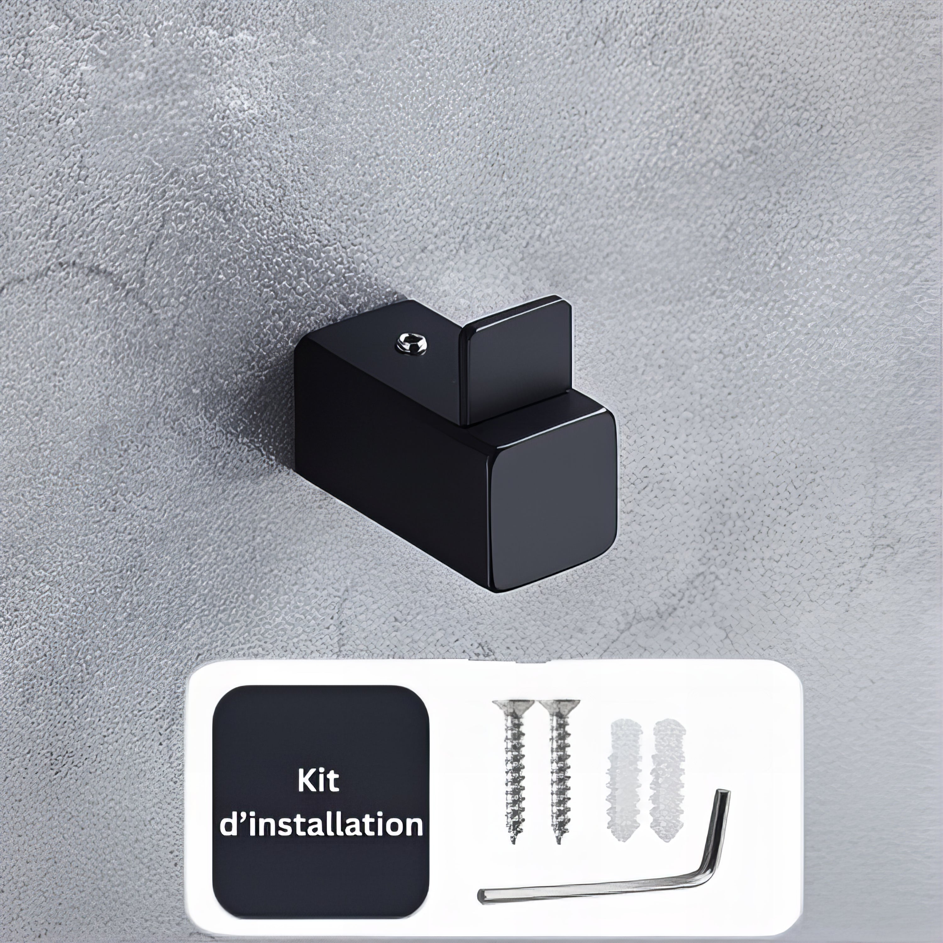 Crochet Support Manteau Noir Rectangulaire – Image 3