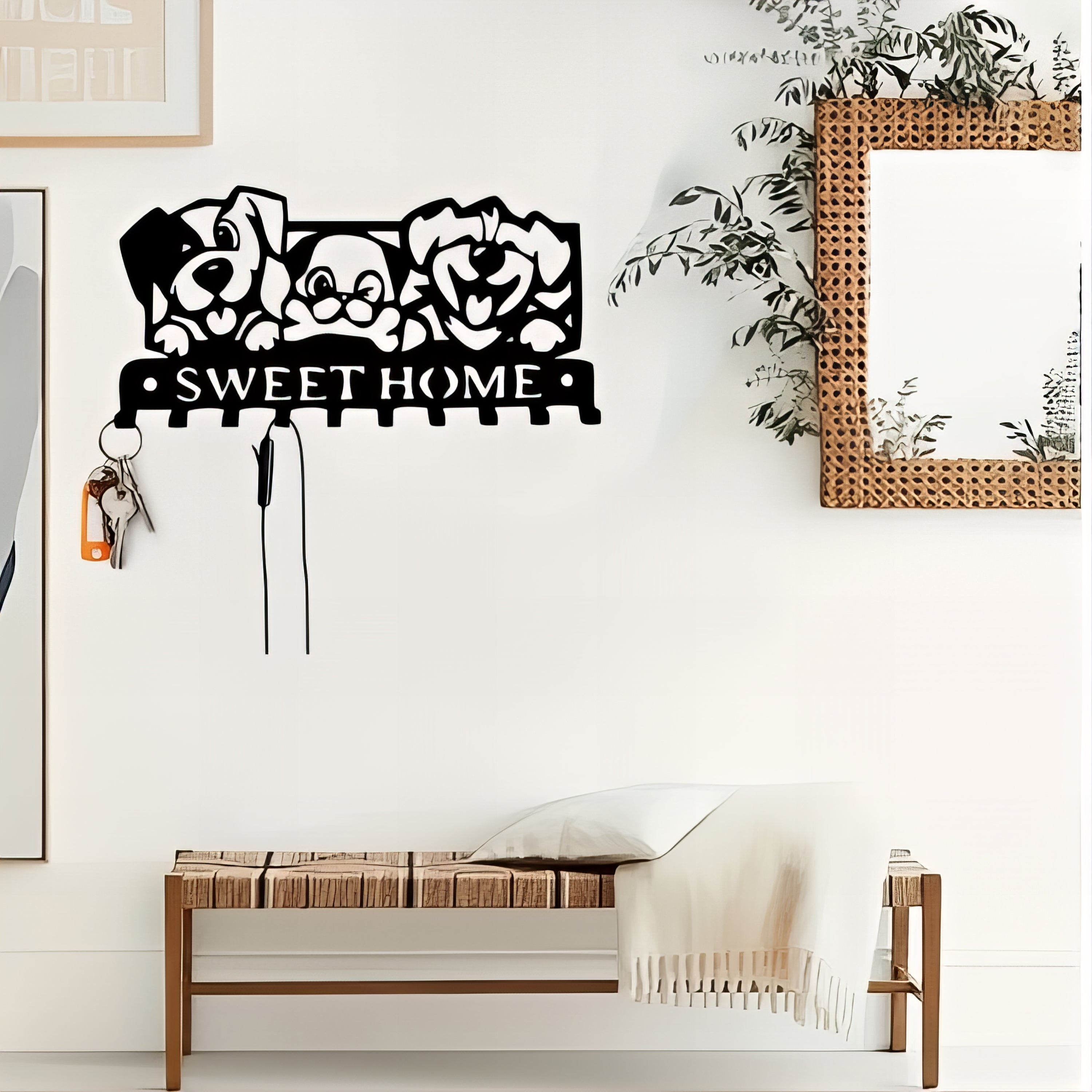 Porte-manteau & clés mural - Style chiens heureux