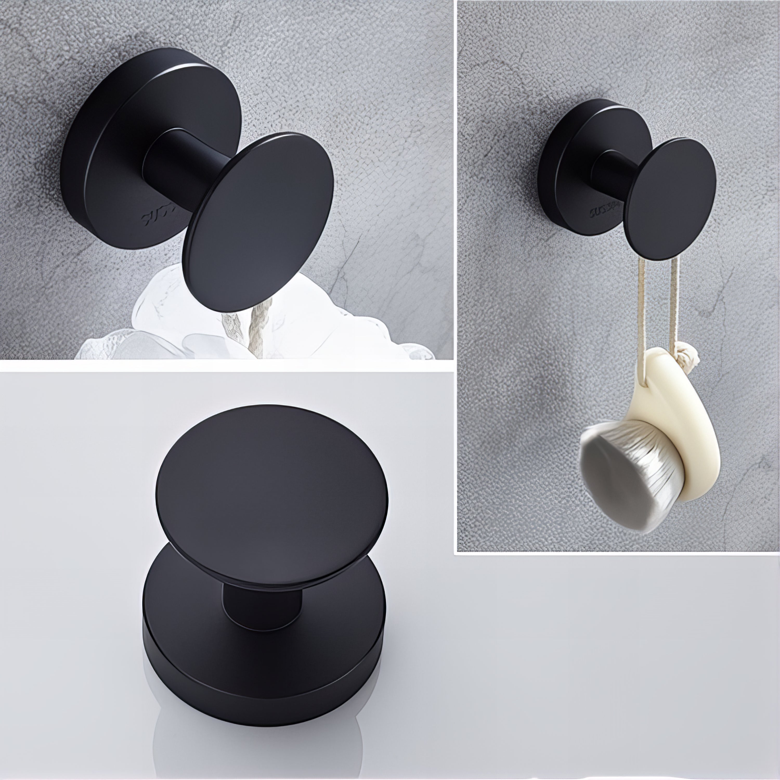 Crochet Patère Circulaire Noir Contemporain – Image 2