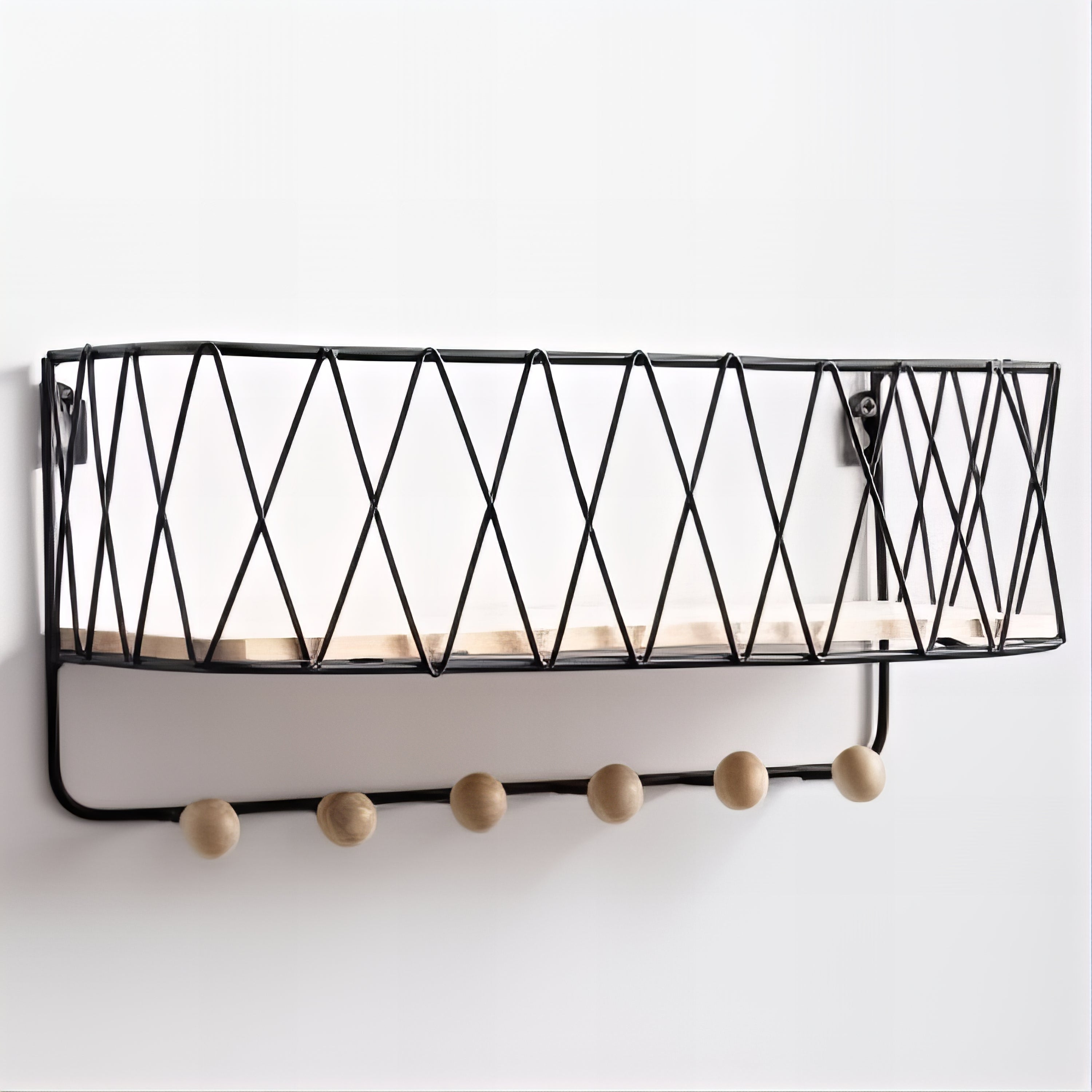 Étagère Murale Porte-Manteaux Contemporain Noir – Image 8