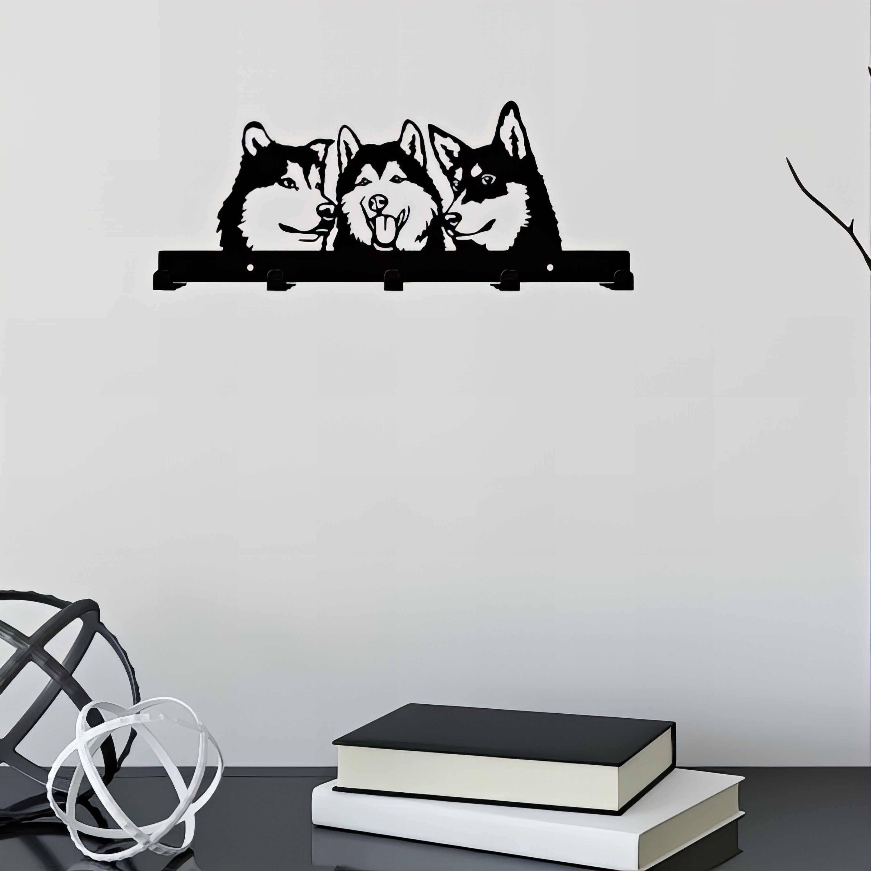 Porte-manteau mural & clés - Style chiens Husky