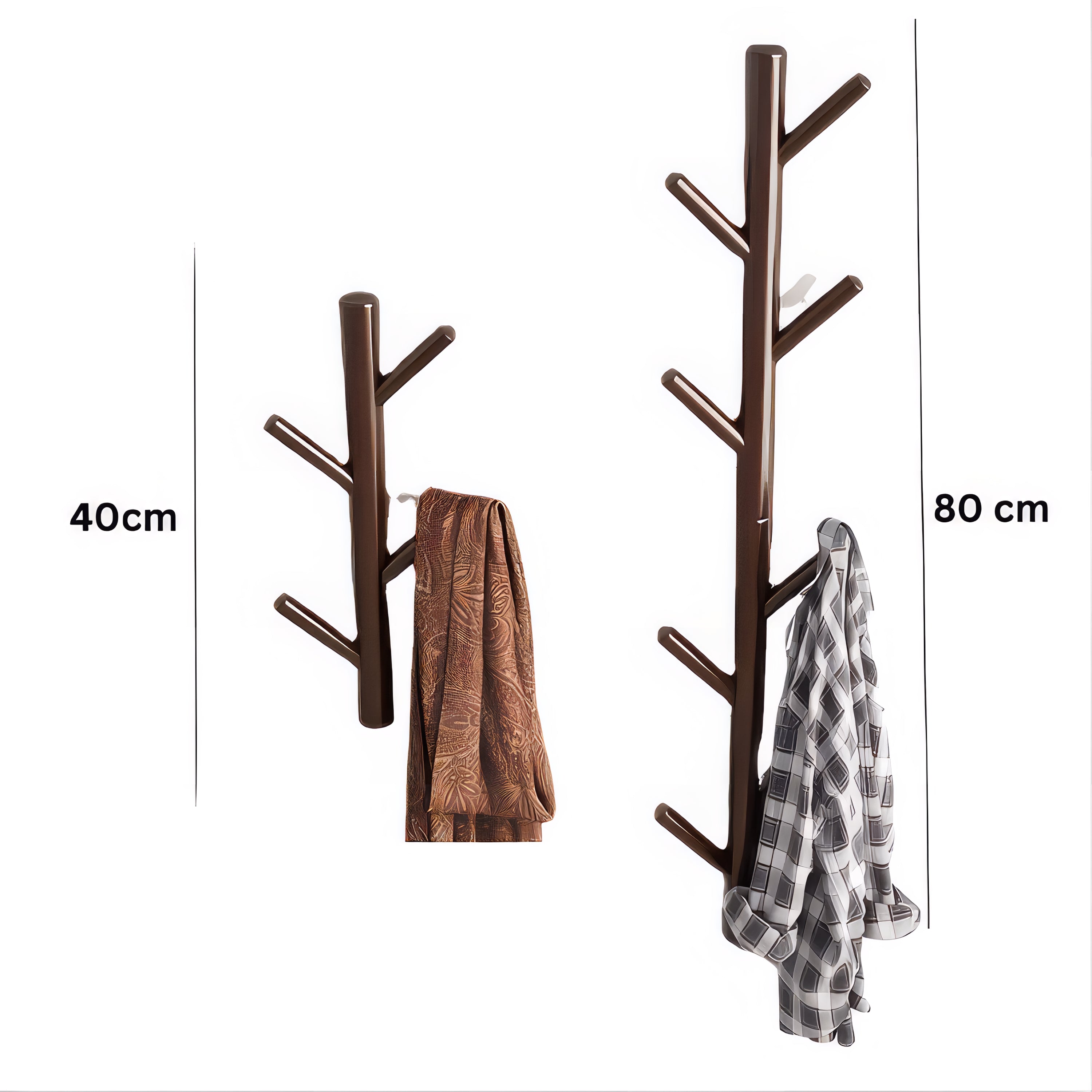 Porte-manteau mural en bois vernis - Style vertical à branche – Image 7