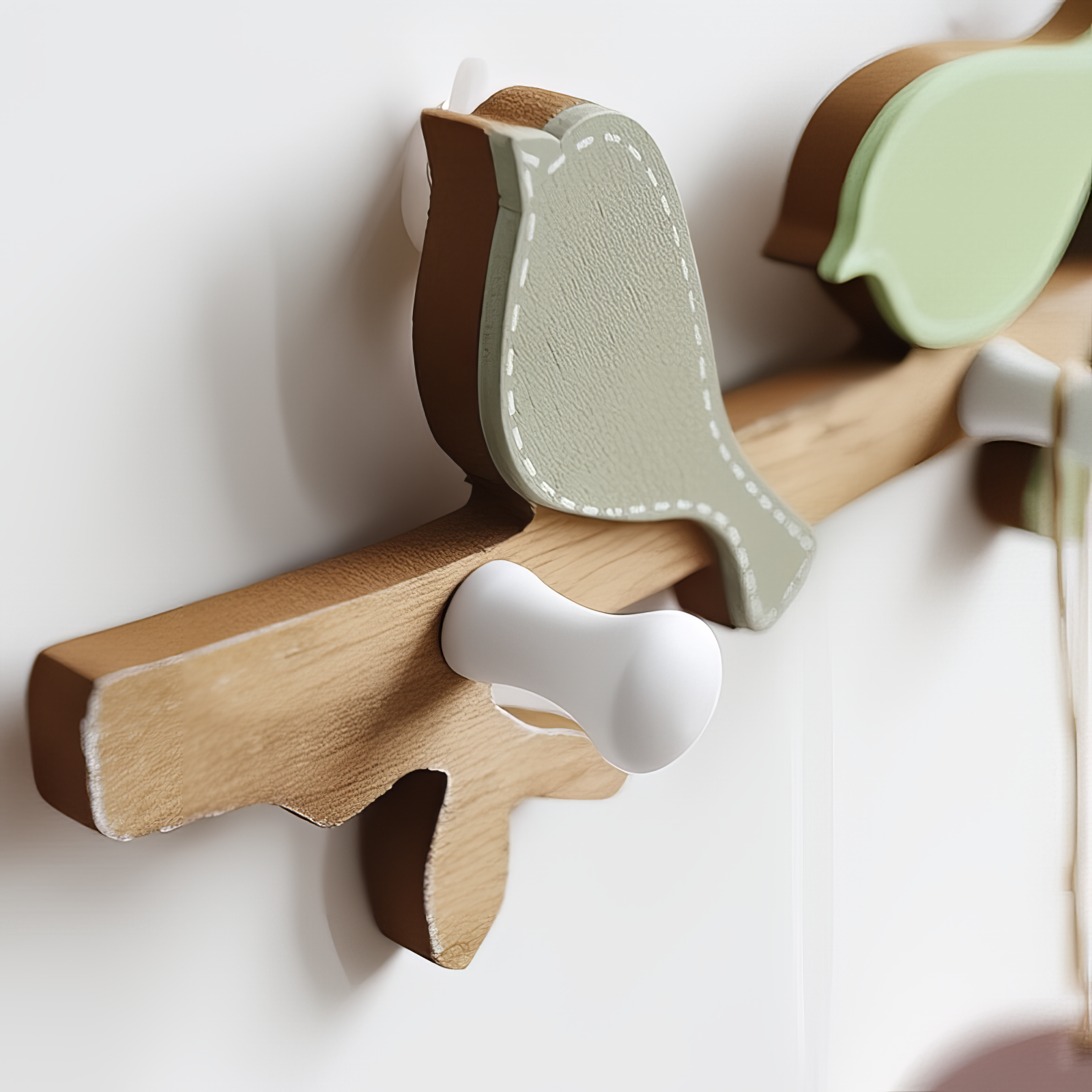 Patère murale oiseau vert et bleu sur branche – Image 5