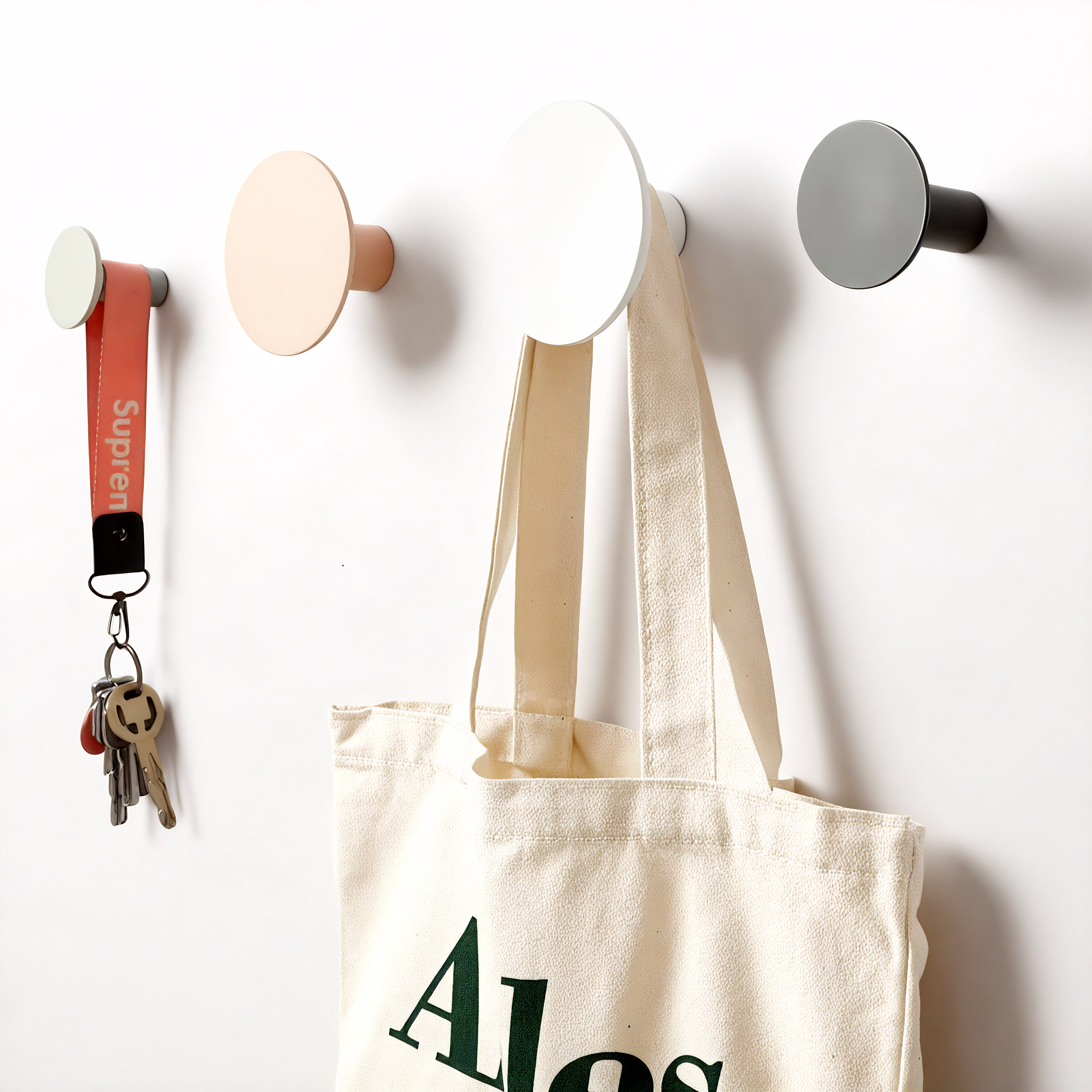 Patère individuelle multicolore - Style rond & asymétrique (Lot x4)