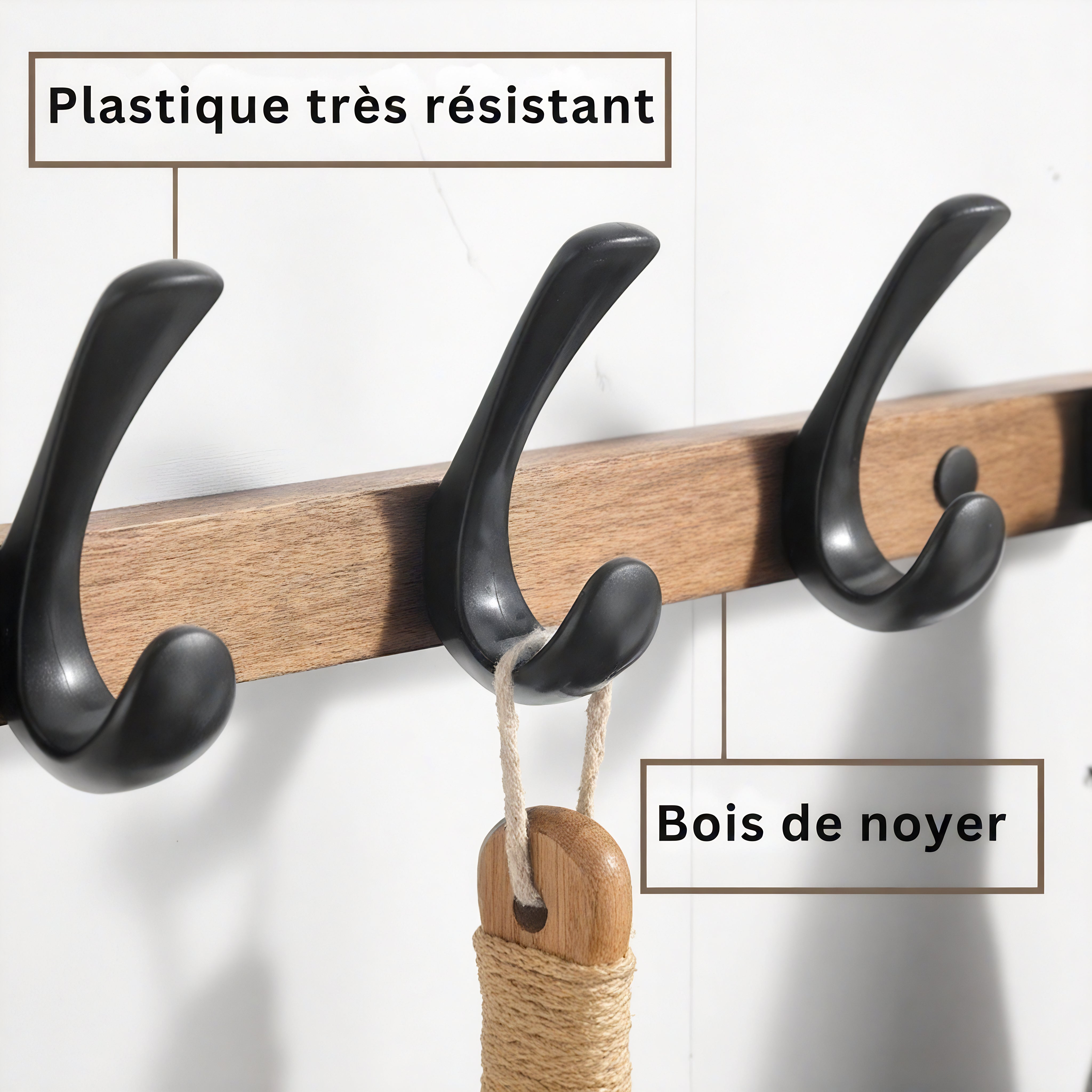 Porte-manteau en bois vernis et noir - Style industriel – Image 5