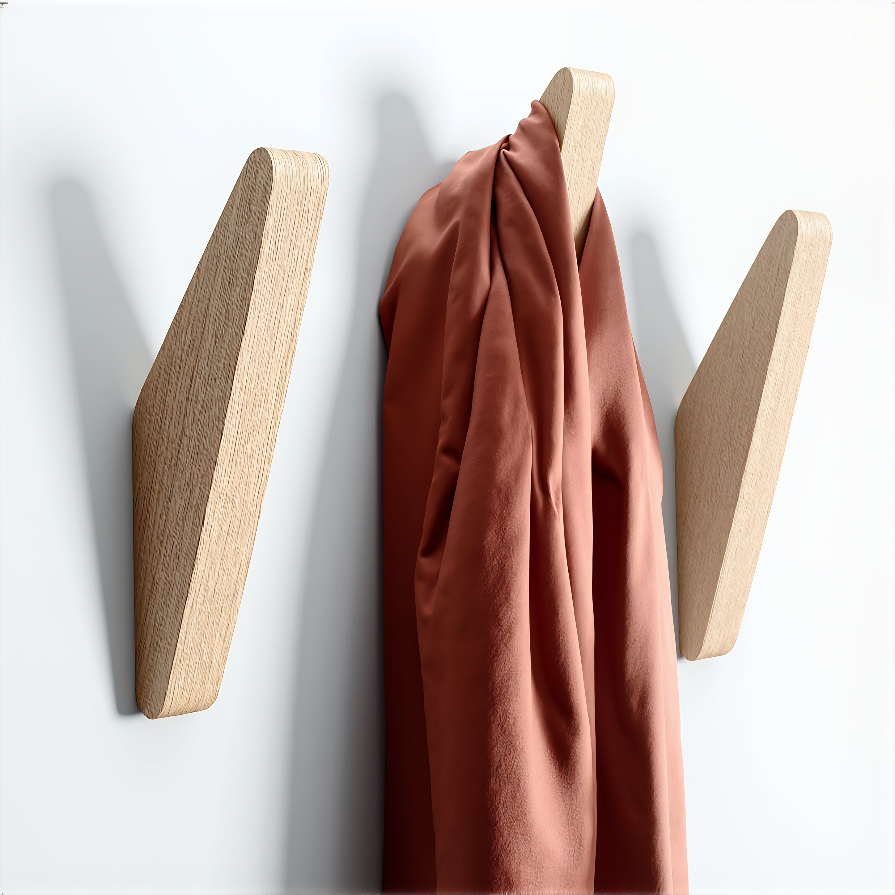 Patère individuelle bois brut - Style pyramidal (Lot x4)