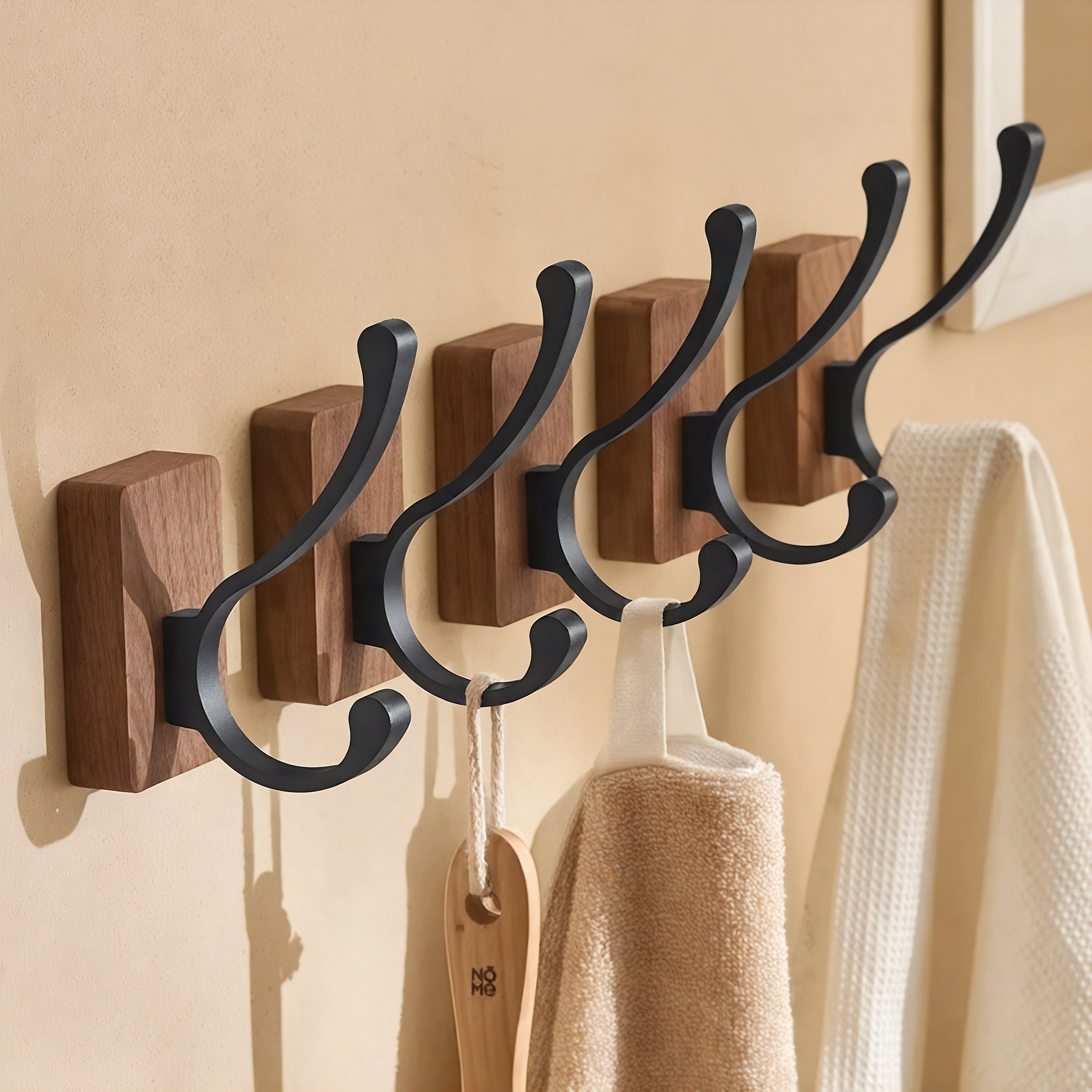 Patère en bois vernis - Style rectangulaire (Lot x4)