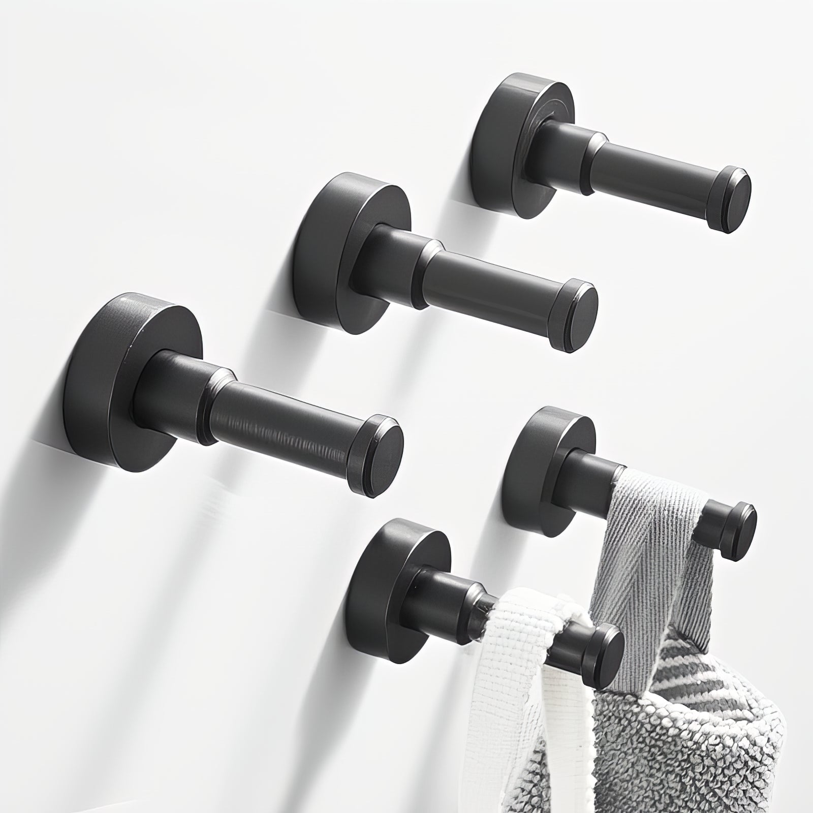 Ensemble de 5 Crochets Muraux Noirs Vérin