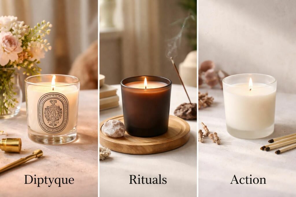 découvrez l'analyse détaillée des bougies parfumées diptyque, rituals et action pour comprendre ce que vous payez vraiment entre qualité, parfum et prix.